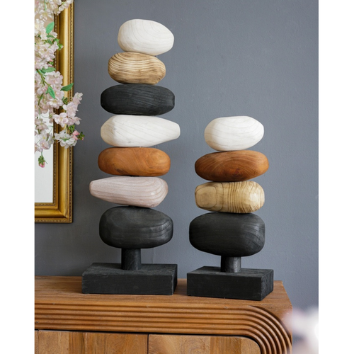Stacking Rock Table Accent — Paulownia Wood