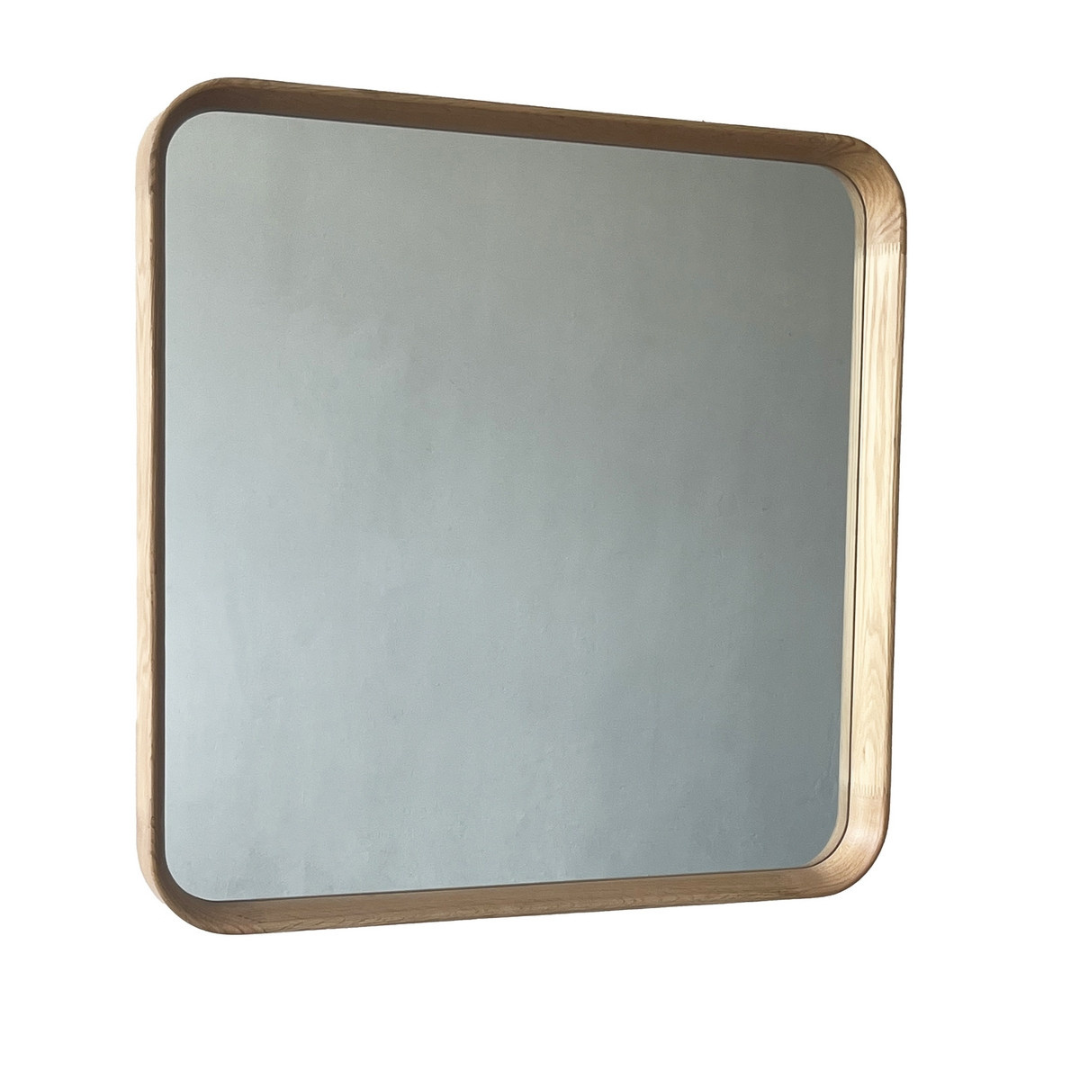 Square Framed Wall Hanging Mirror - Natural Oak