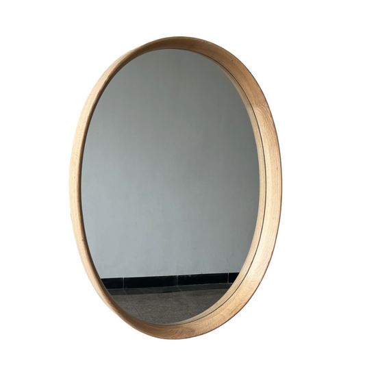 Oval Framed Wall Hanging Mirror - Natural