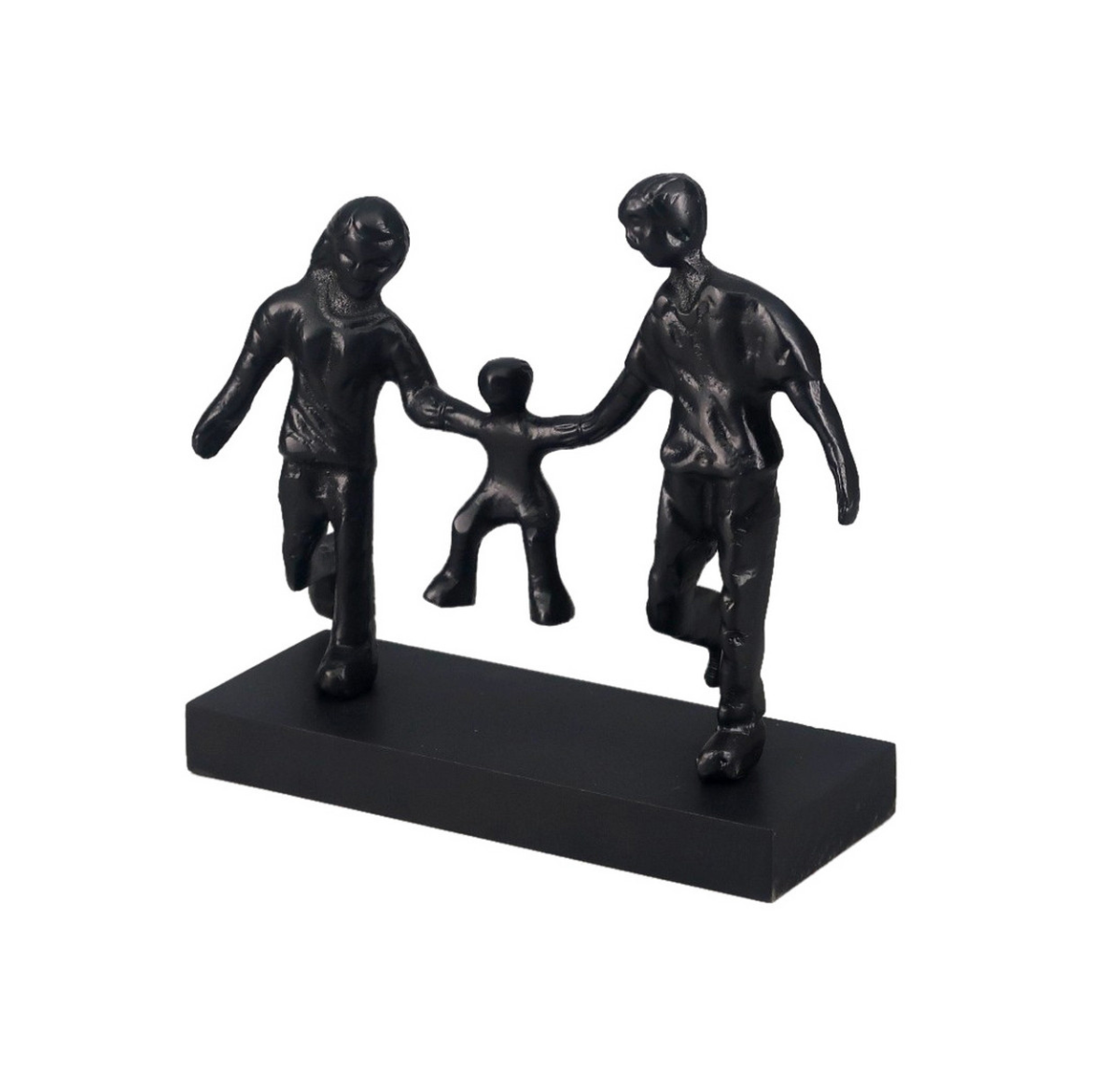Couple with Child Deco Sculpture - Black