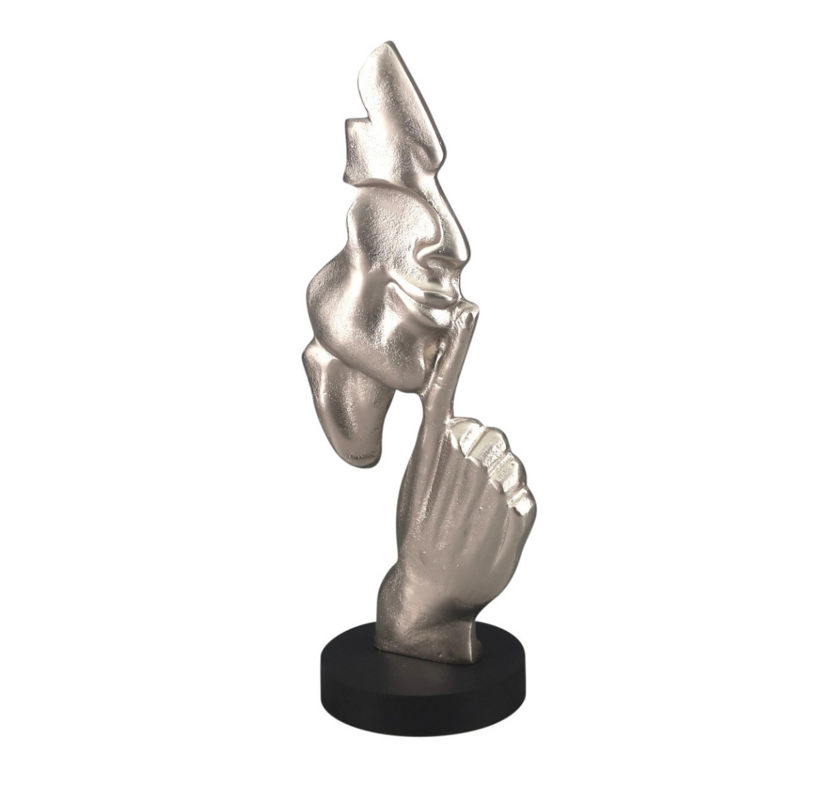 Silence Sculpture on Black MDF Base - Silver