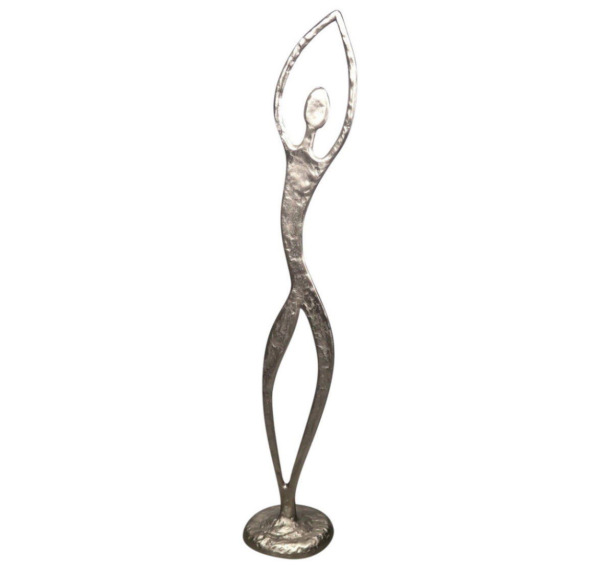 Figurine with Arms Upwards XL Deco Sculpture - Silver