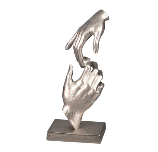 Hands Sculpture on Silver MDF Base - Silver