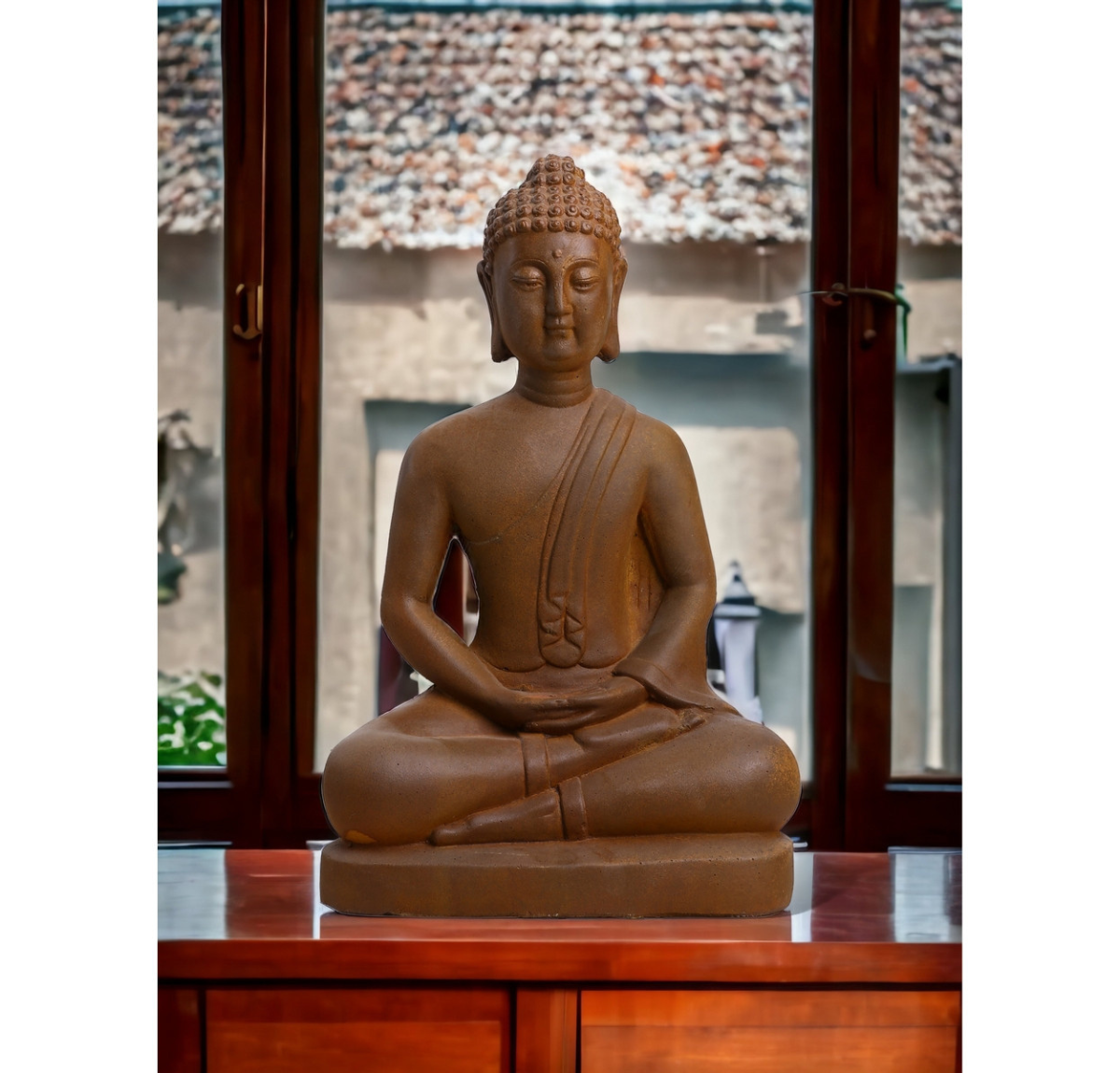 Rusty Sitting Buddha Sculpture - Terracotta
