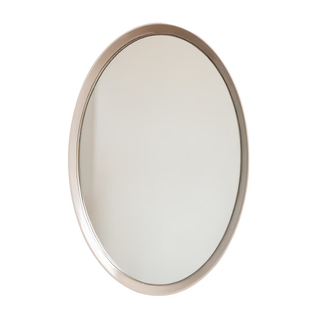 Oval Wall Hanging Mirror - cream