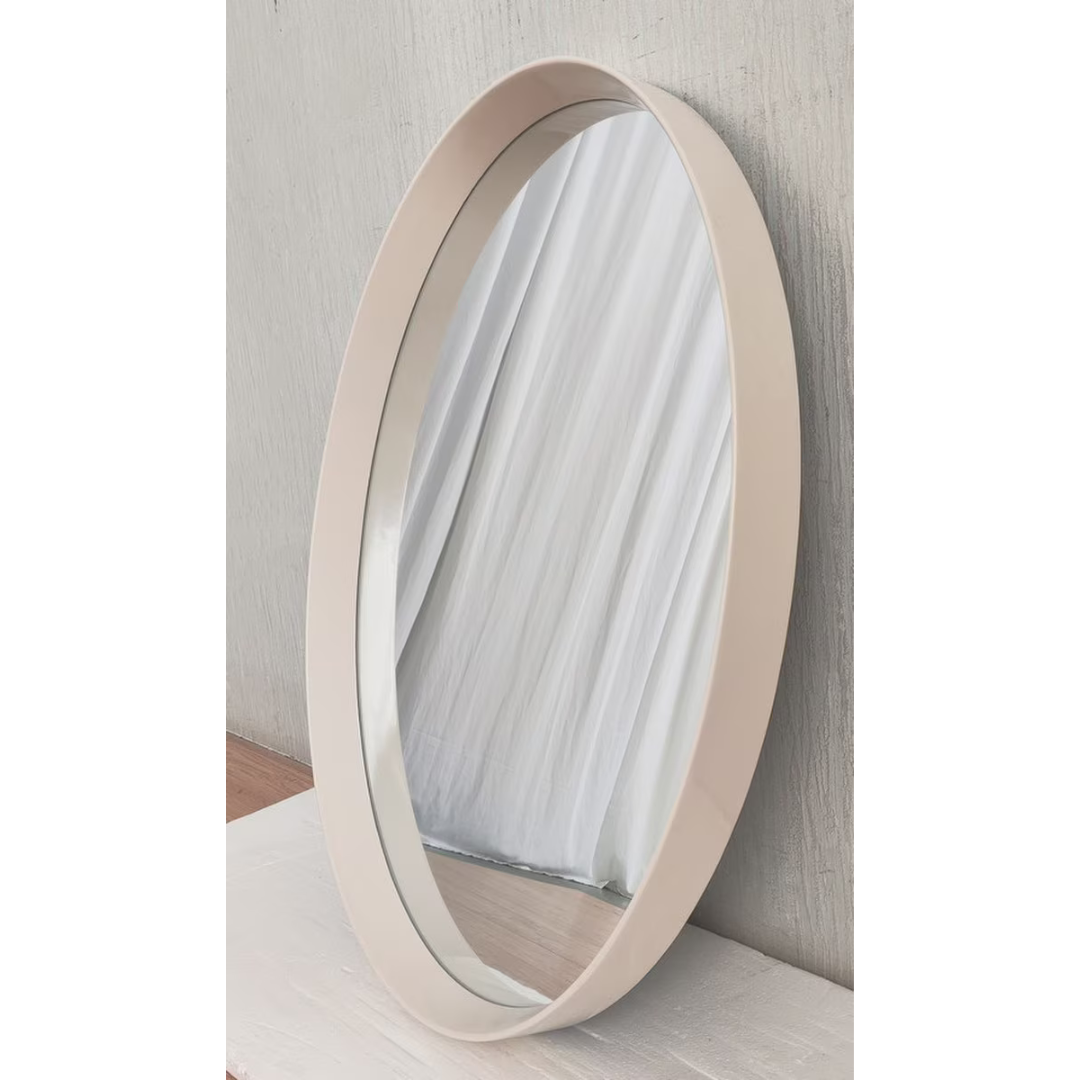 Oval Wall Hanging Mirror - cream