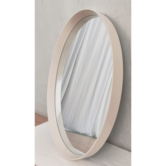 Oval Wall Hanging Mirror - cream