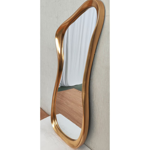 Gold asymmetric full length mirror with organic sculptural frame leaning against wall — Mish Lifestyle NZ