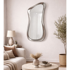 Luna Asymmetric Wall Hanging Mirror - silver
