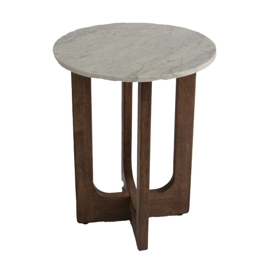 Marble Top Side Table - walnut/marble