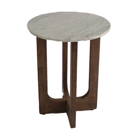 Marble Top Side Table - walnut/marble