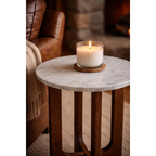 Marble Top Side Table - walnut/marble
