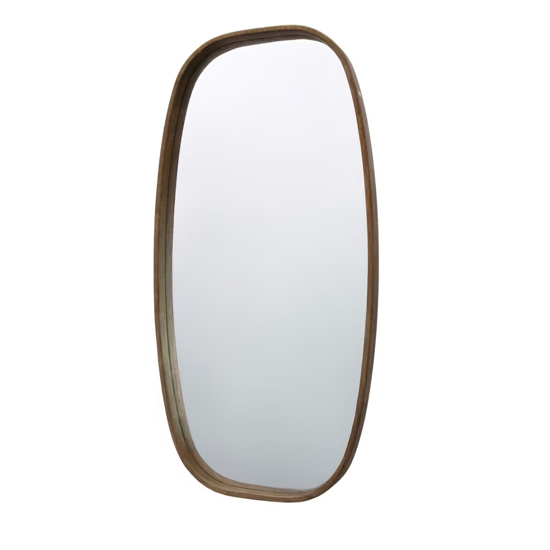Oval Wall Hanging Mirror - walnut