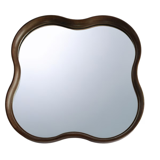 Square Squiggle Wall Hanging Mirror - walnut