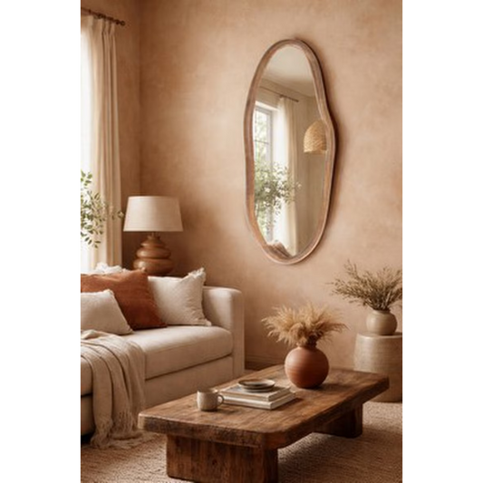 Squiggle Wall Hanging Mirror - walnut I