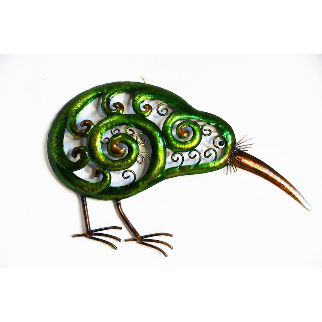 Koru Kiwi Metal Art Wall Hanging - green