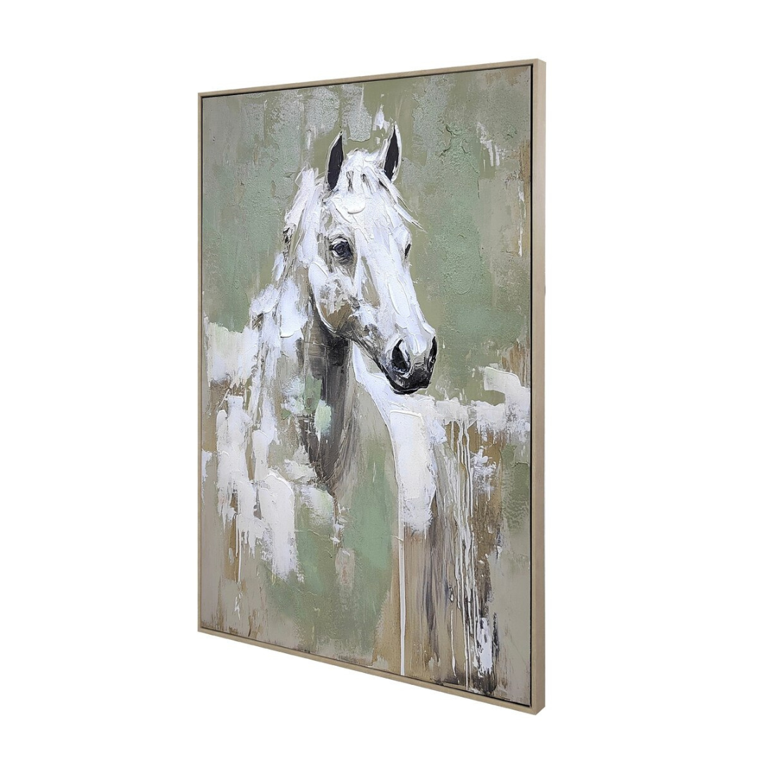 Sculptural Horse Hand-painted Framed Canvas Art