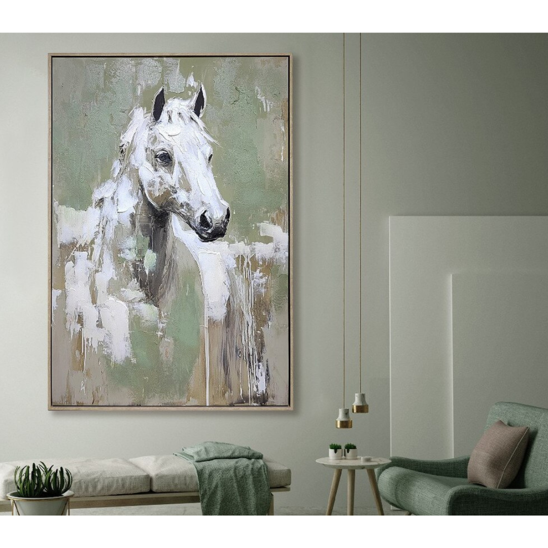 Sculptural Horse Hand-painted Framed Canvas Art