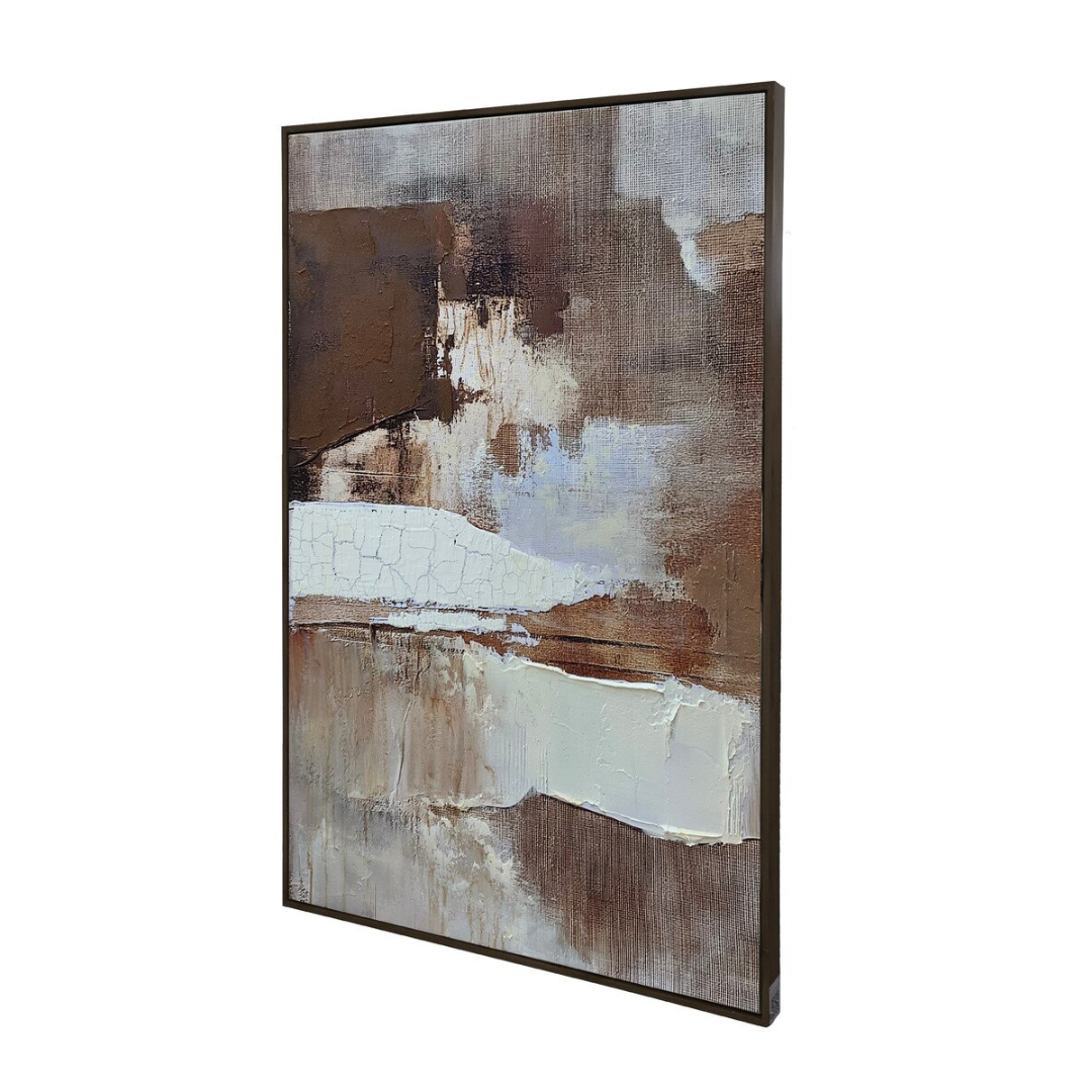 Earthy Hand-painted Framed Canvas Art
