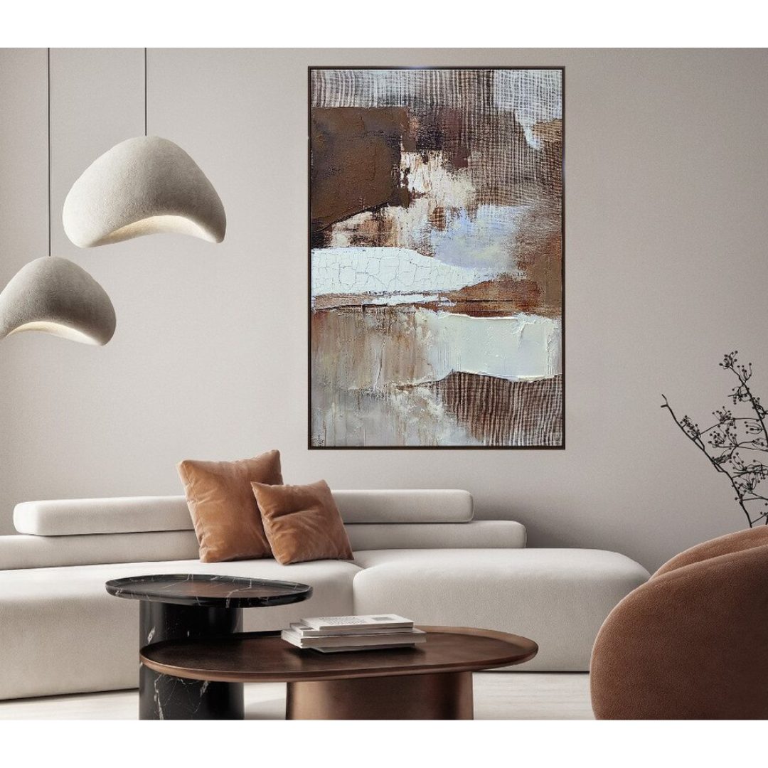 Earthy Hand-painted Framed Canvas Art