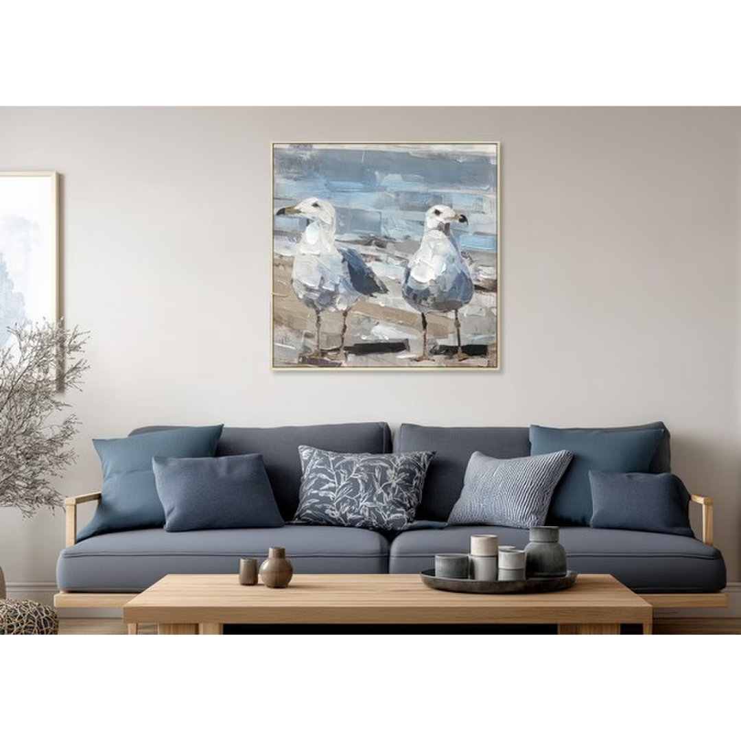 The Azure Pair Hand-painted Framed Canvas Art