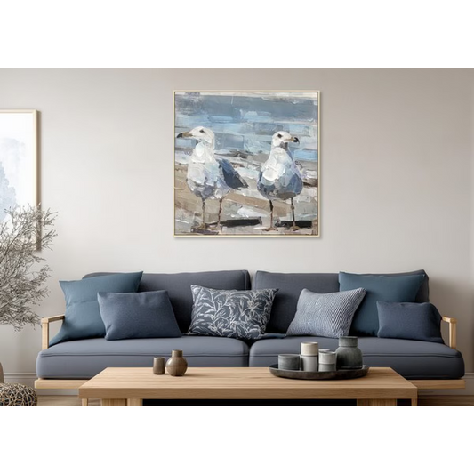 The Azure Pair Hand-painted Framed Canvas Art