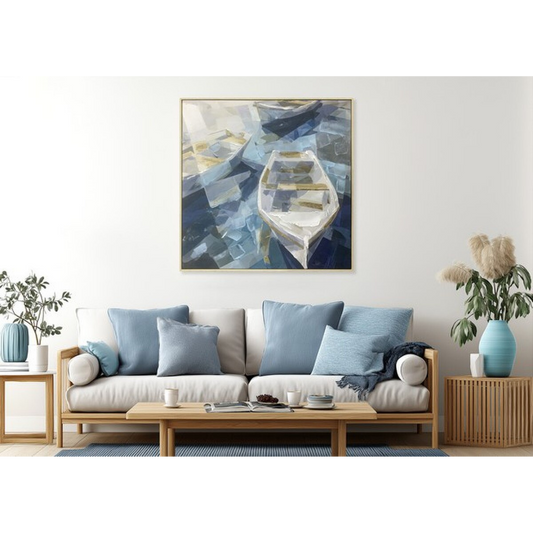 The Lone Skiff Hand-painted Framed Canvas Art