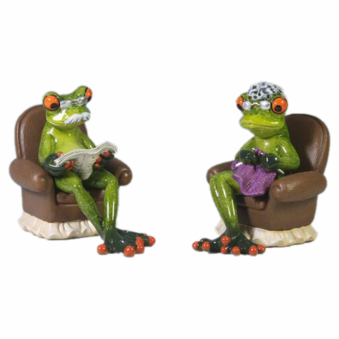 Retired Pair of Funky Frogs - Polyresin