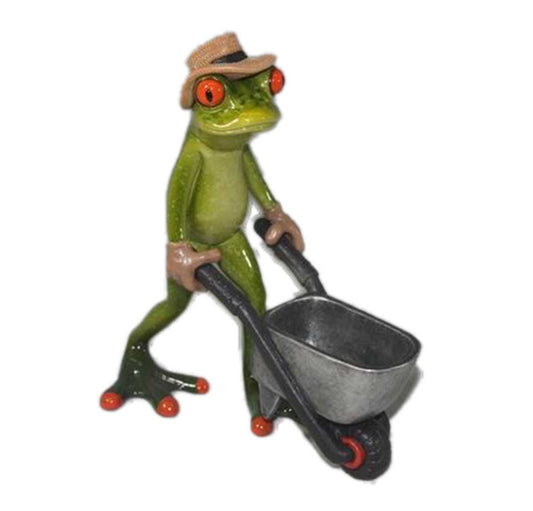 Funky Frog with Wheelbarrow - Polyresin