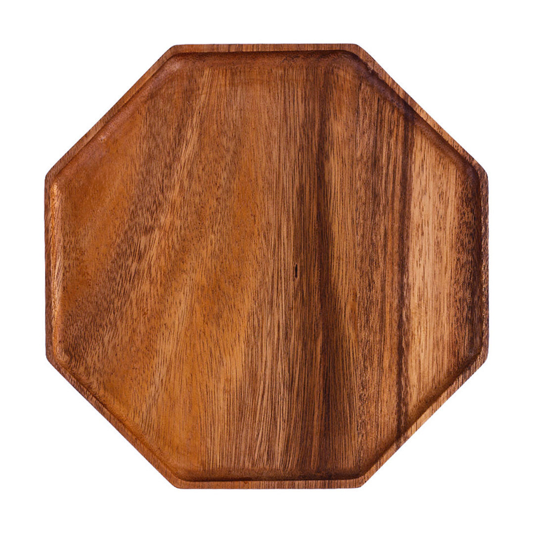 Octagon Wooden Acacia Food Serving Tray Charcuterie Board - 25cm