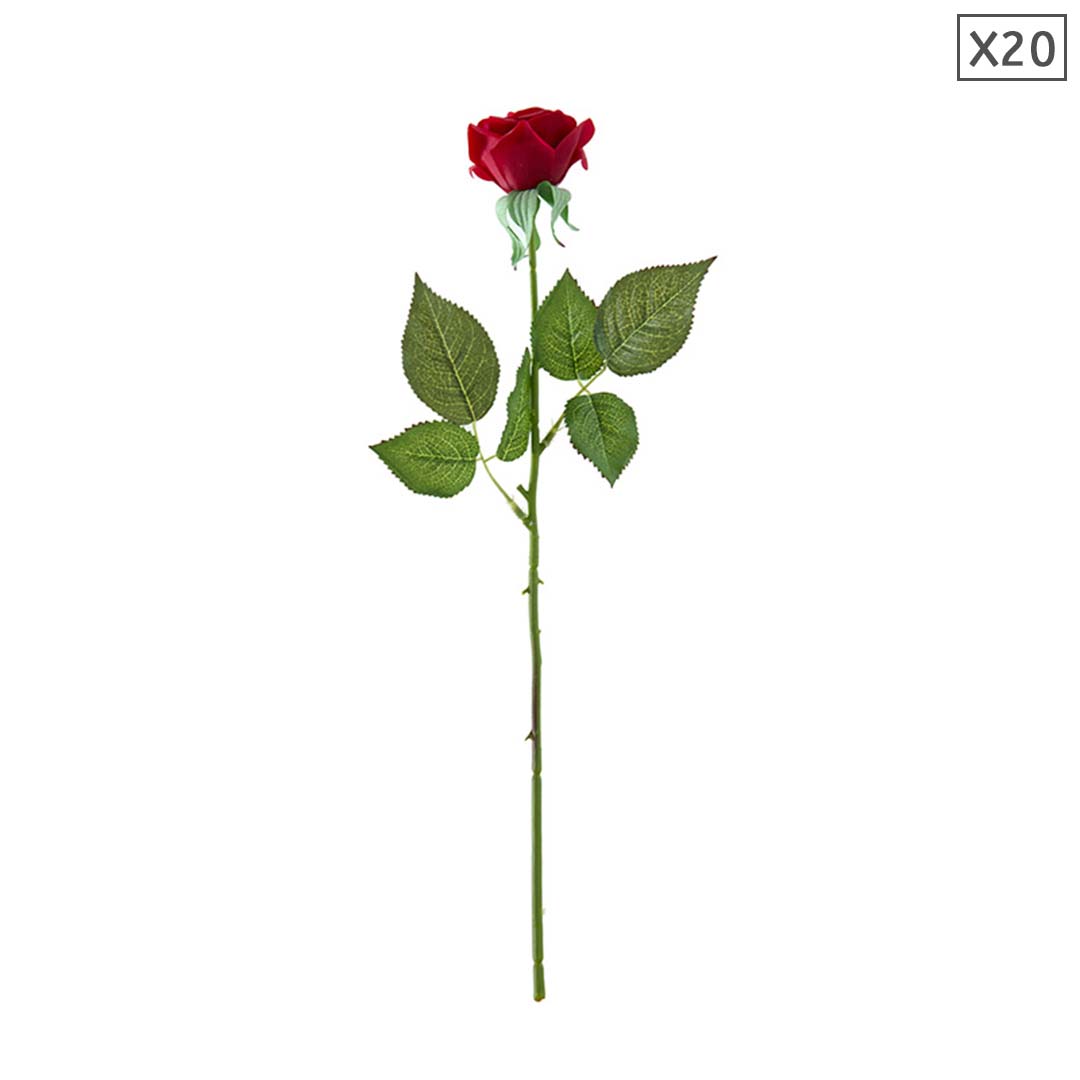 Artificial Silk Rose Flower Bouquet (20pcs) - Red