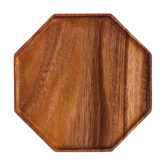 Octagon Wooden Acacia Food Serving Tray Charcuterie Board - 20cm