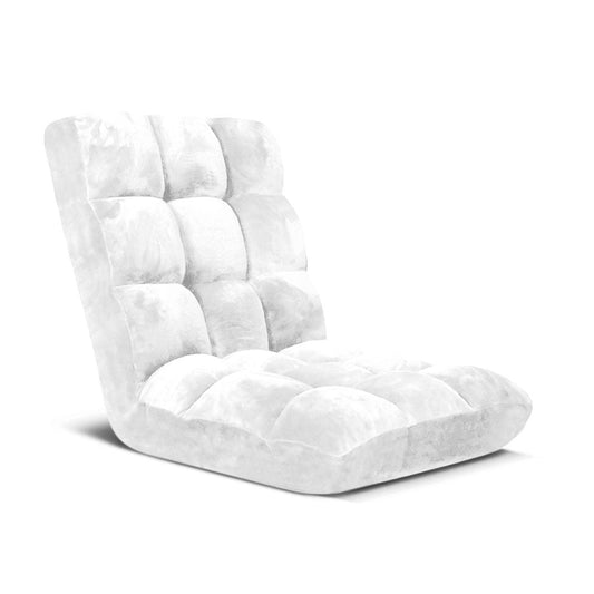 Reclining & Folding Lounge Floor Sofa/ Futon/ Couch/ Cushioned Chair - White