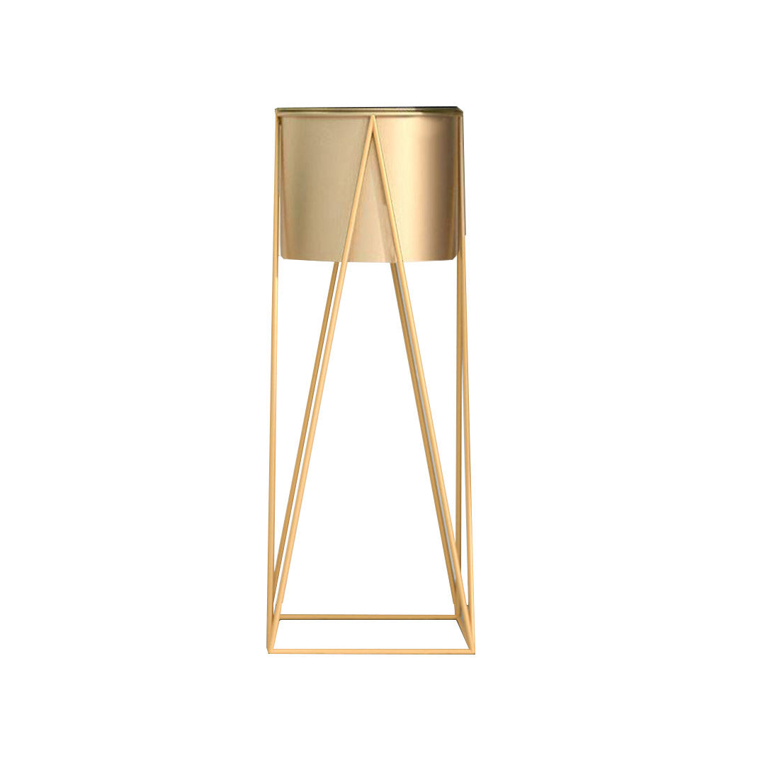 Gold Metal Corner Plant Stand with Gold Pot Holder - 50cm
