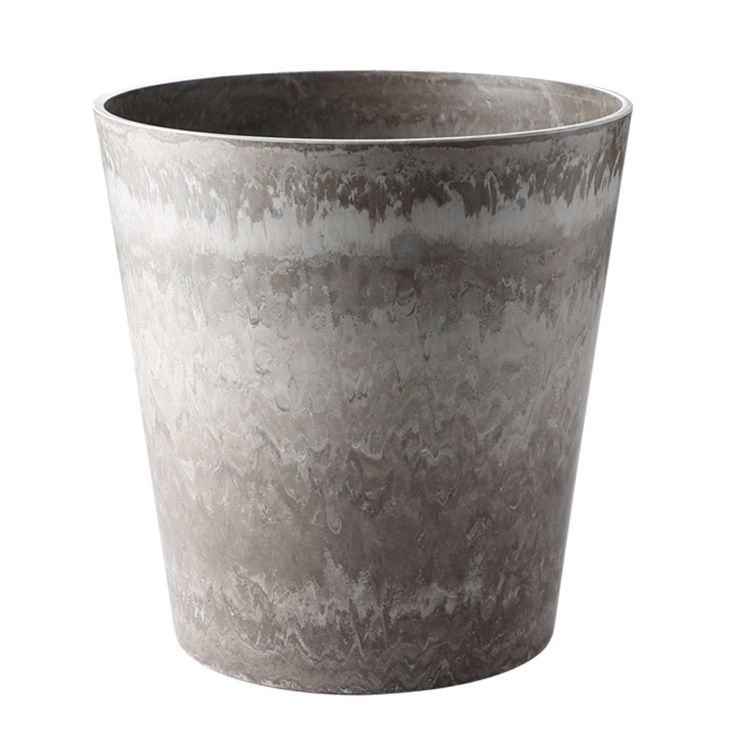 Rock Grey Round Resin Tapered Plant Pot in Cement Pattern - 37cm