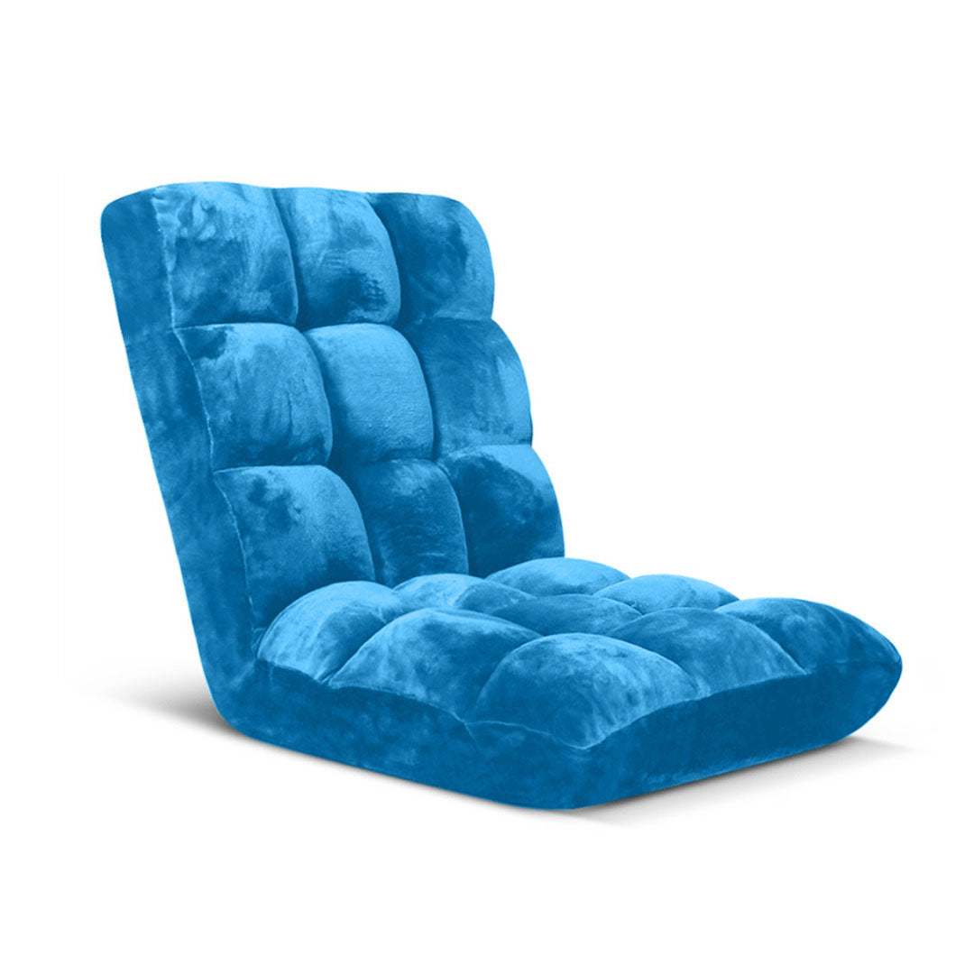 Reclining & Folding Floor Lounge Sofa/ Futon/ Couch/ Cushioned Chair - Blue