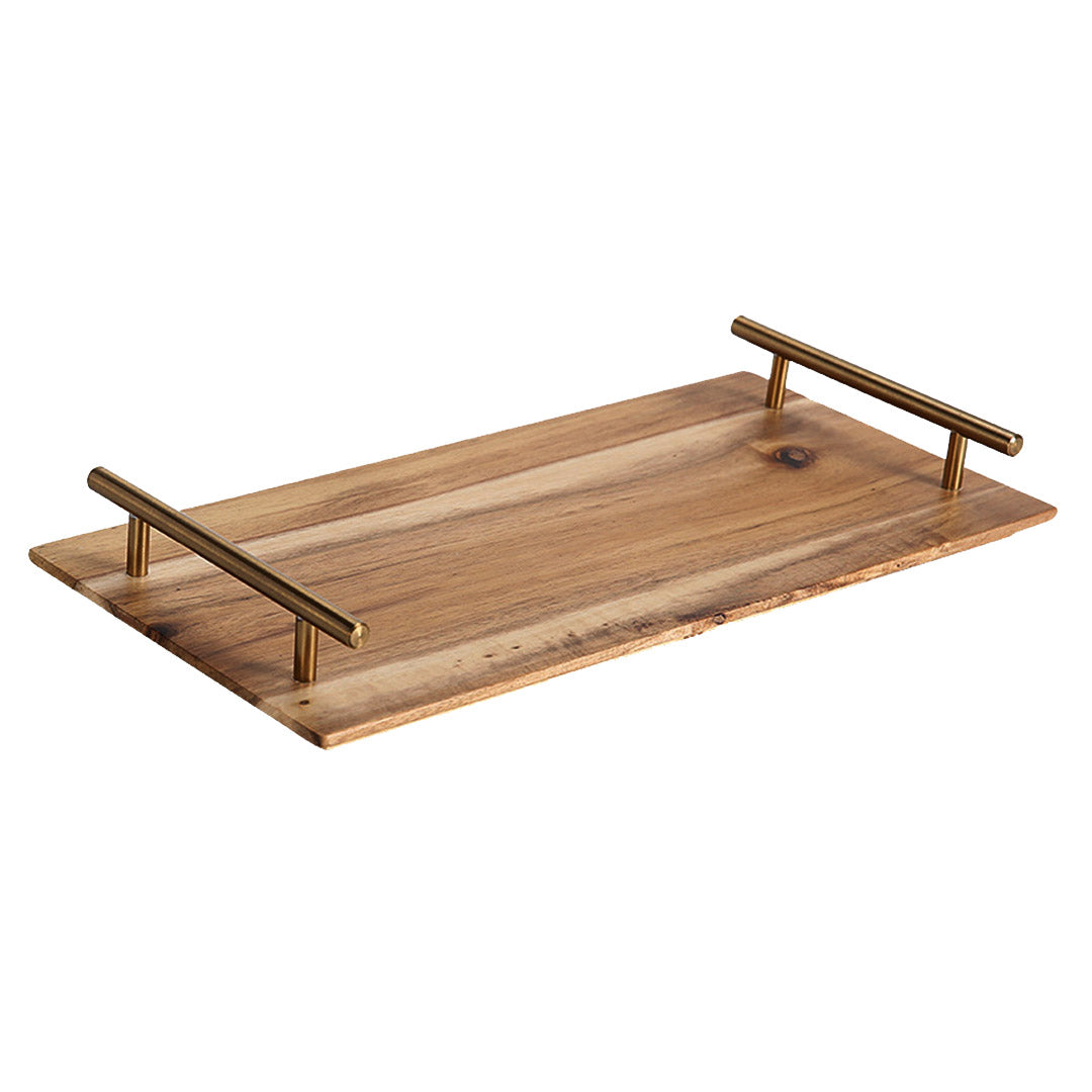 Brown Rectangle Wooden Acacia Food Serving Tray Charcuterie Board - 36cm