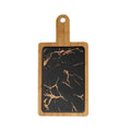 Black Stone Slate Rectangle Wooden Serving Tray with Handle - 33.5cm