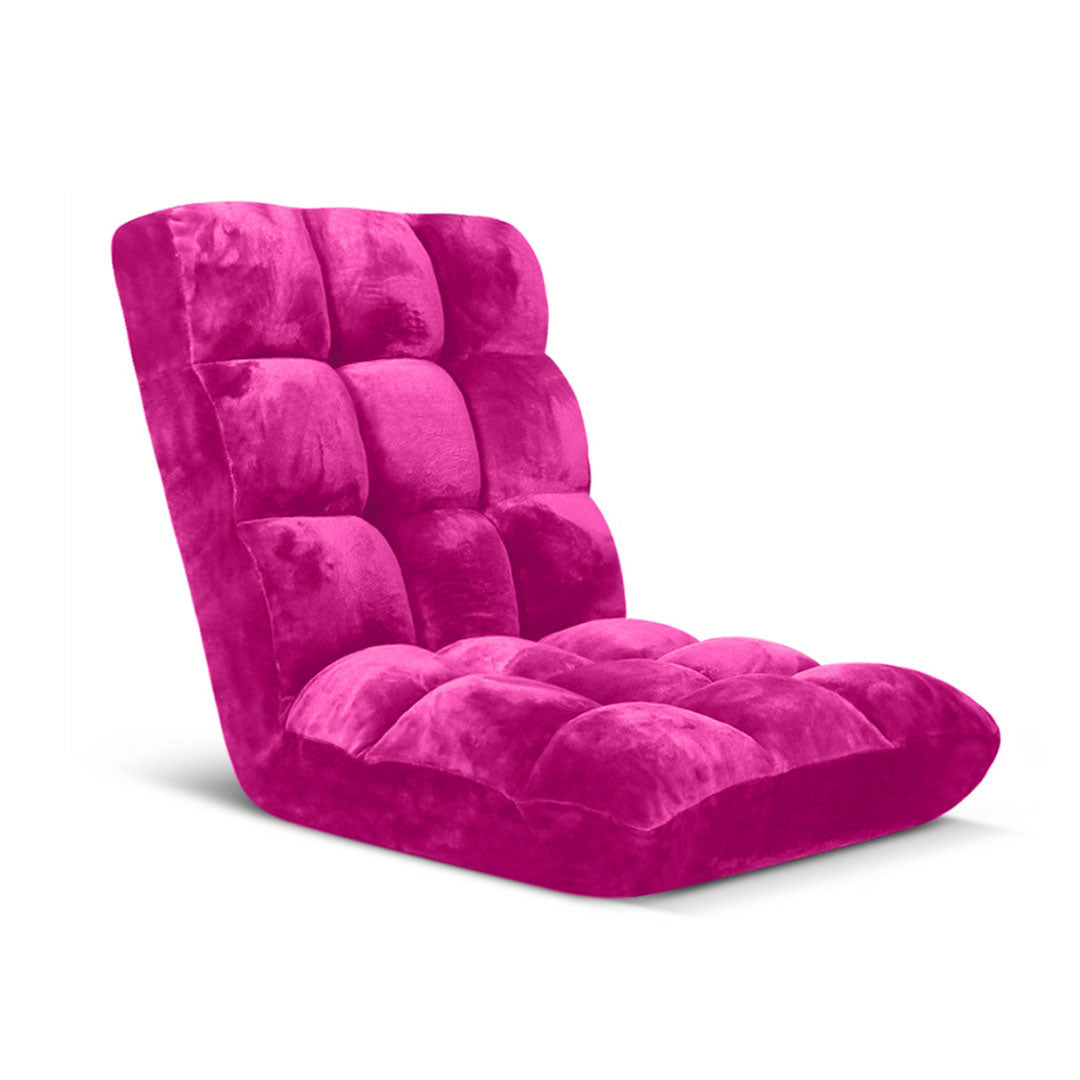 Reclining & Folding Floor Lounge Sofa/ Futon/ Couch/ Cushioned Chair - Pink