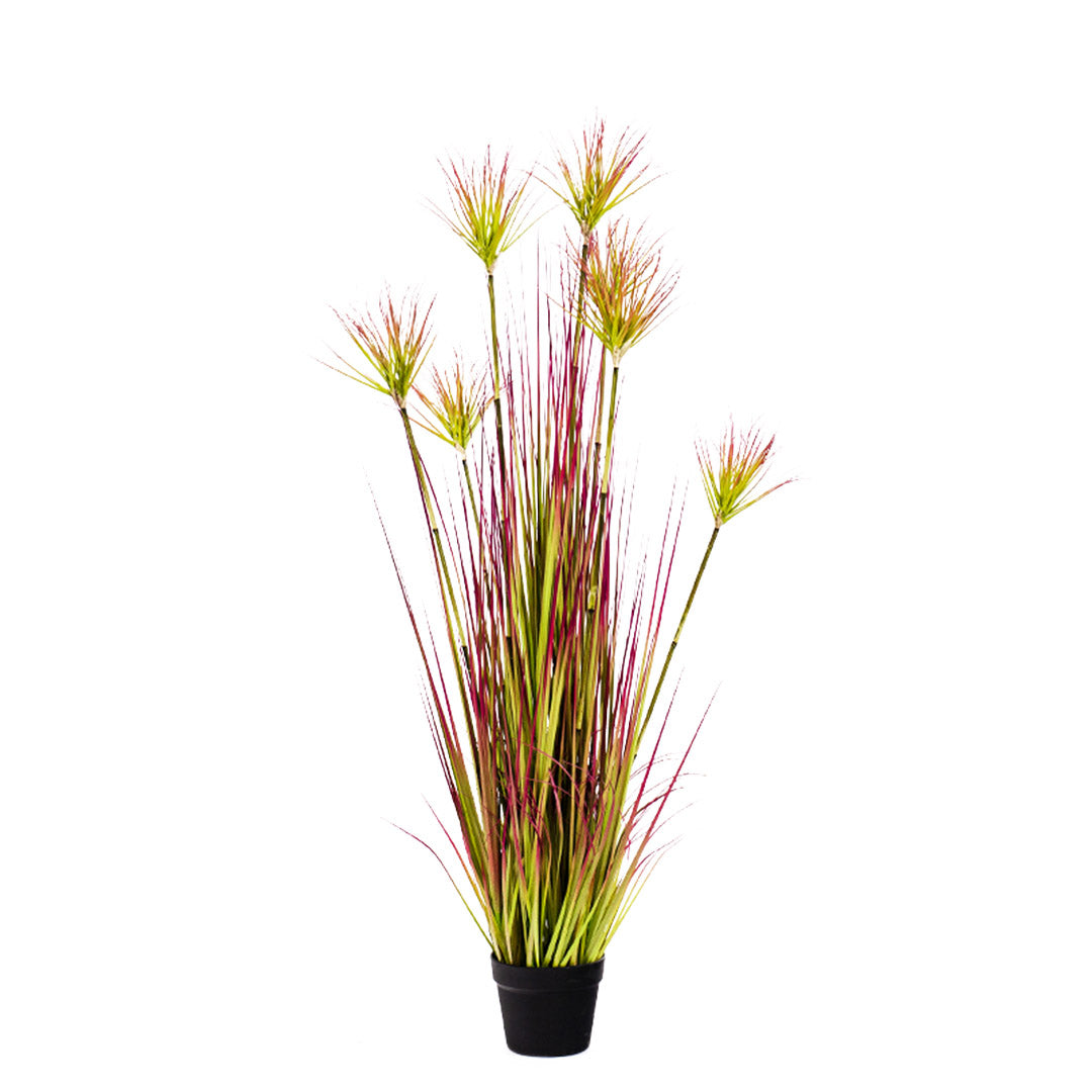 Artificial Purple-Red Papyrus Plant Tree in Black Pot - 120cm tall