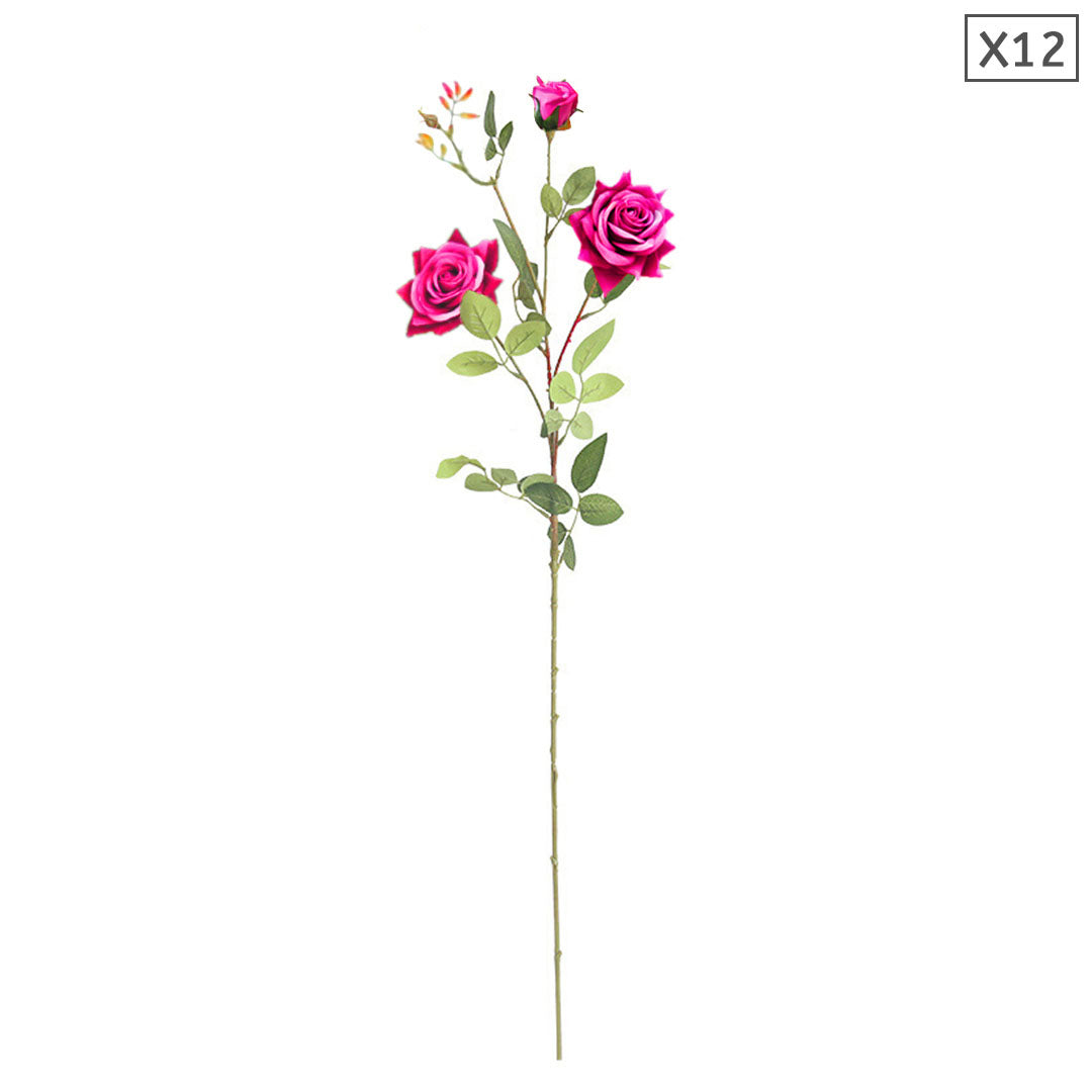 Artificial Silk Rose Flower Bouquet (12pcs ) - Dark Pink