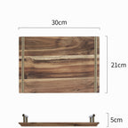Brown Rectangle Wooden Acacia Food Serving Tray Charcuterie Board - 30cm