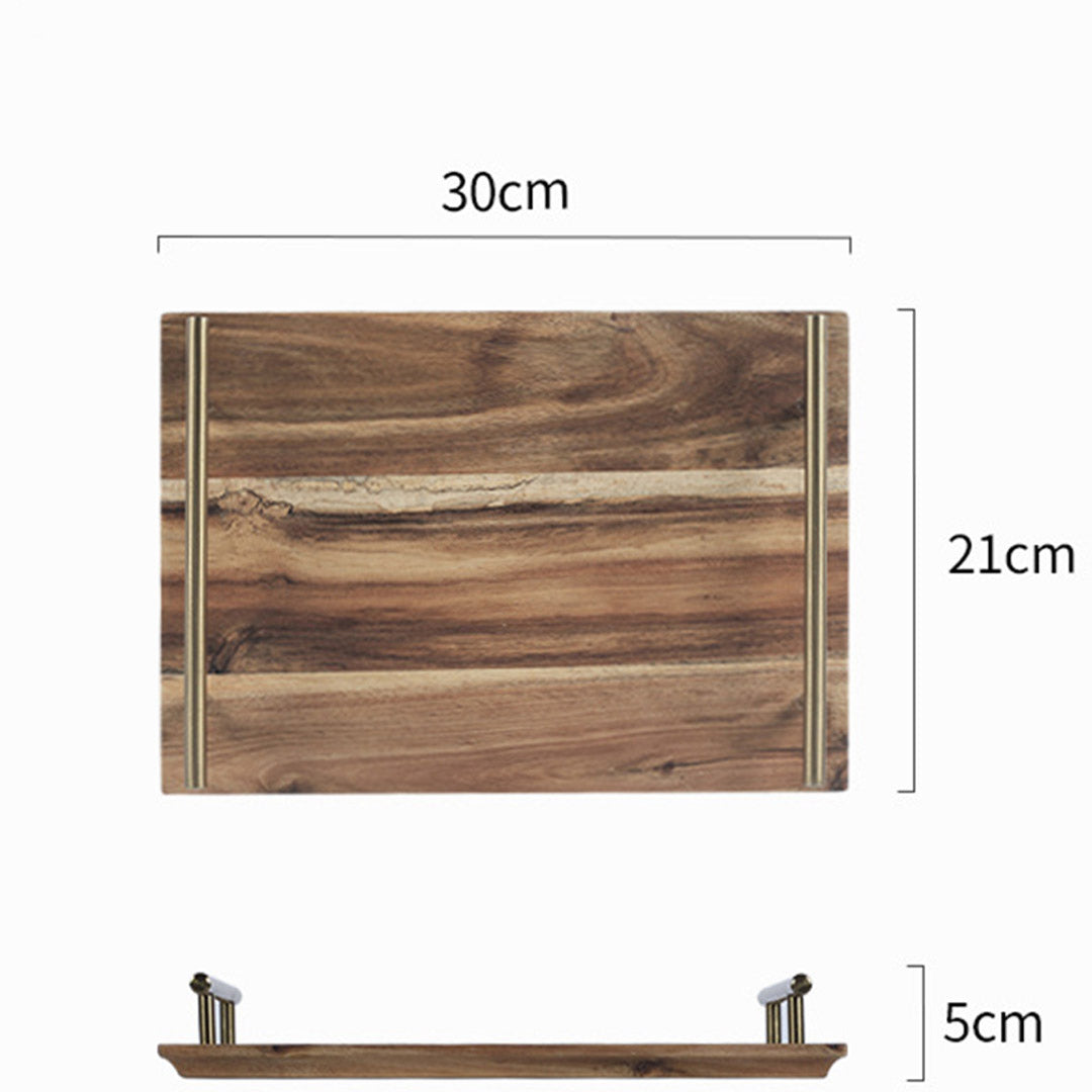 Brown Rectangle Wooden Acacia Food Serving Tray Charcuterie Board - 30cm