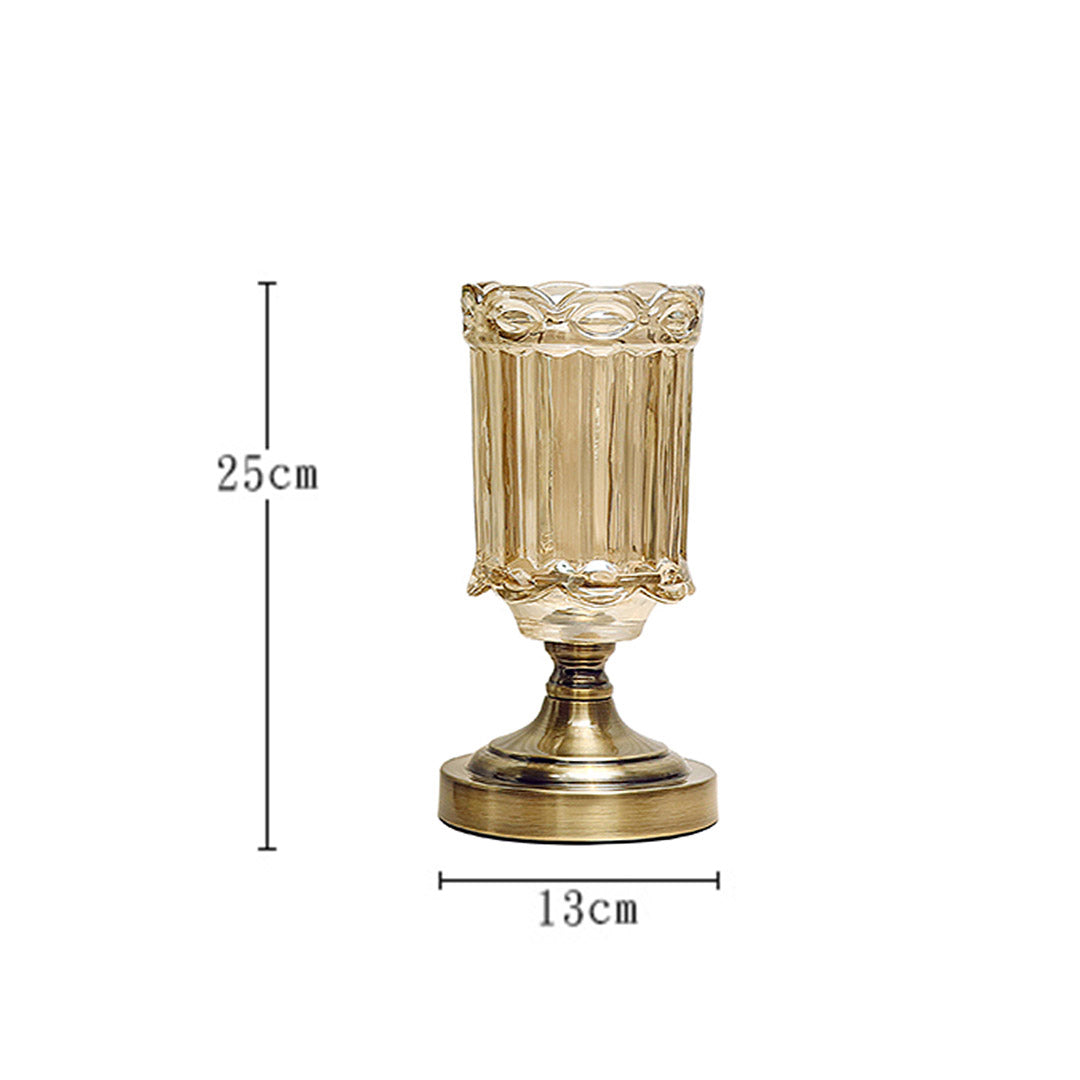Transparent Glass Flower Vase with Metal Base - 25cm