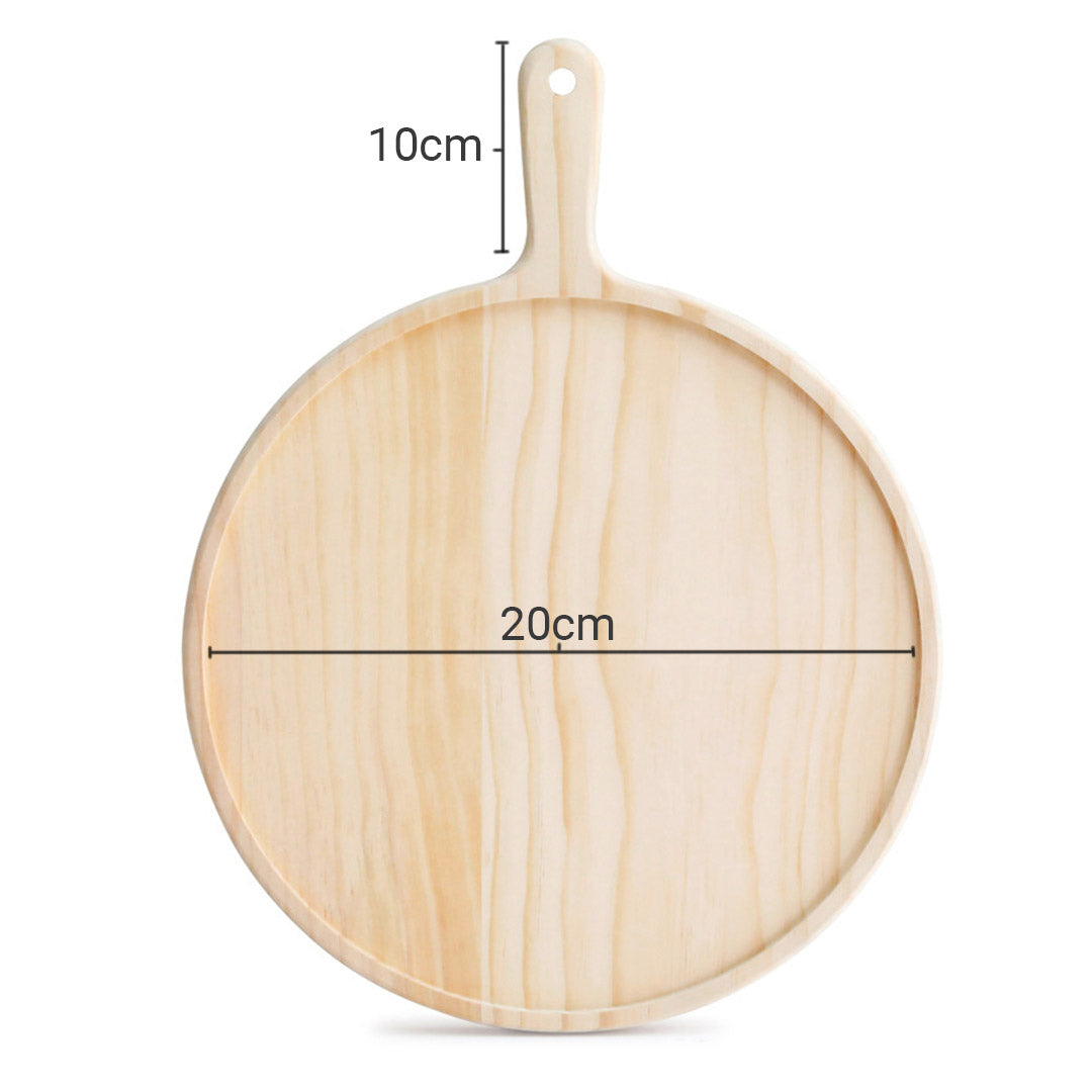 Round Premium Pine Wooden Food Serving Tray Charcuterie Board - 8 inch