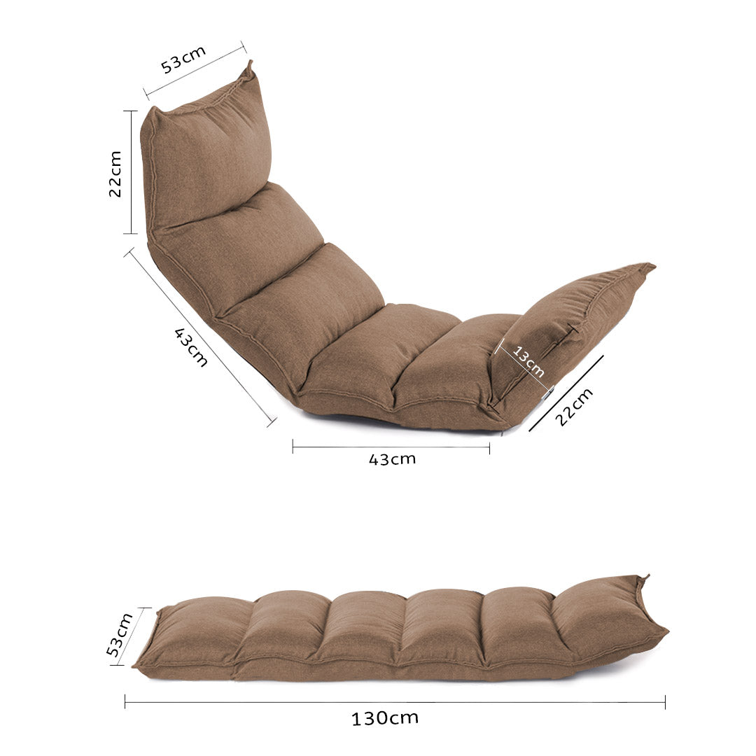 Foldable Tatami Floor Sofa Bed/ Lounge Chair/ Recliner/ Lazy Couch - Khaki