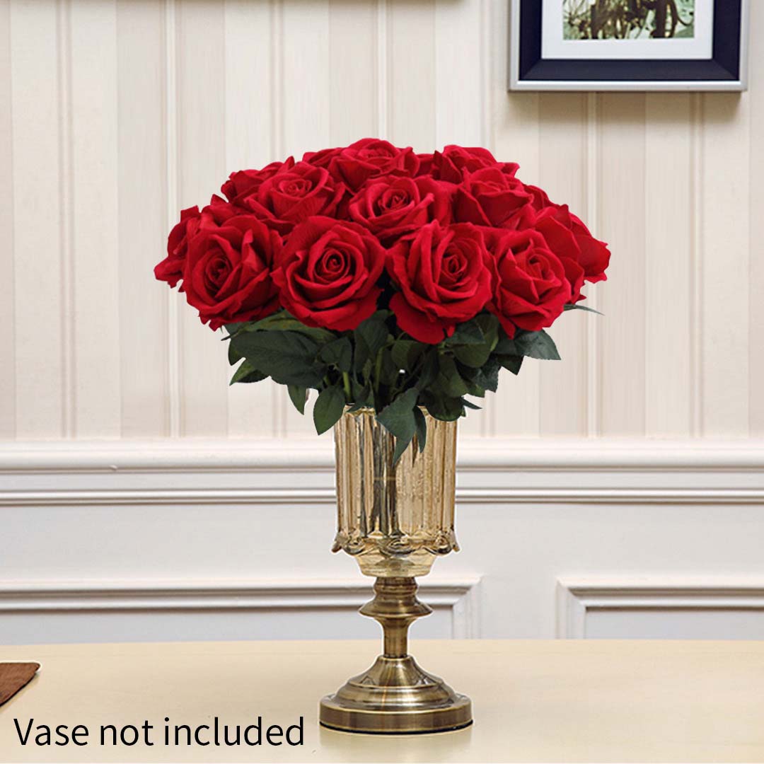 Artificial Silk Rose Bouquet (5pcs) - Red