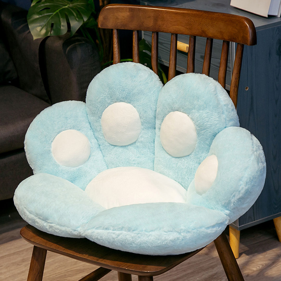 Paw Shape Small Plush Lazy Cushion/ Floor Pillow - Mint Blue