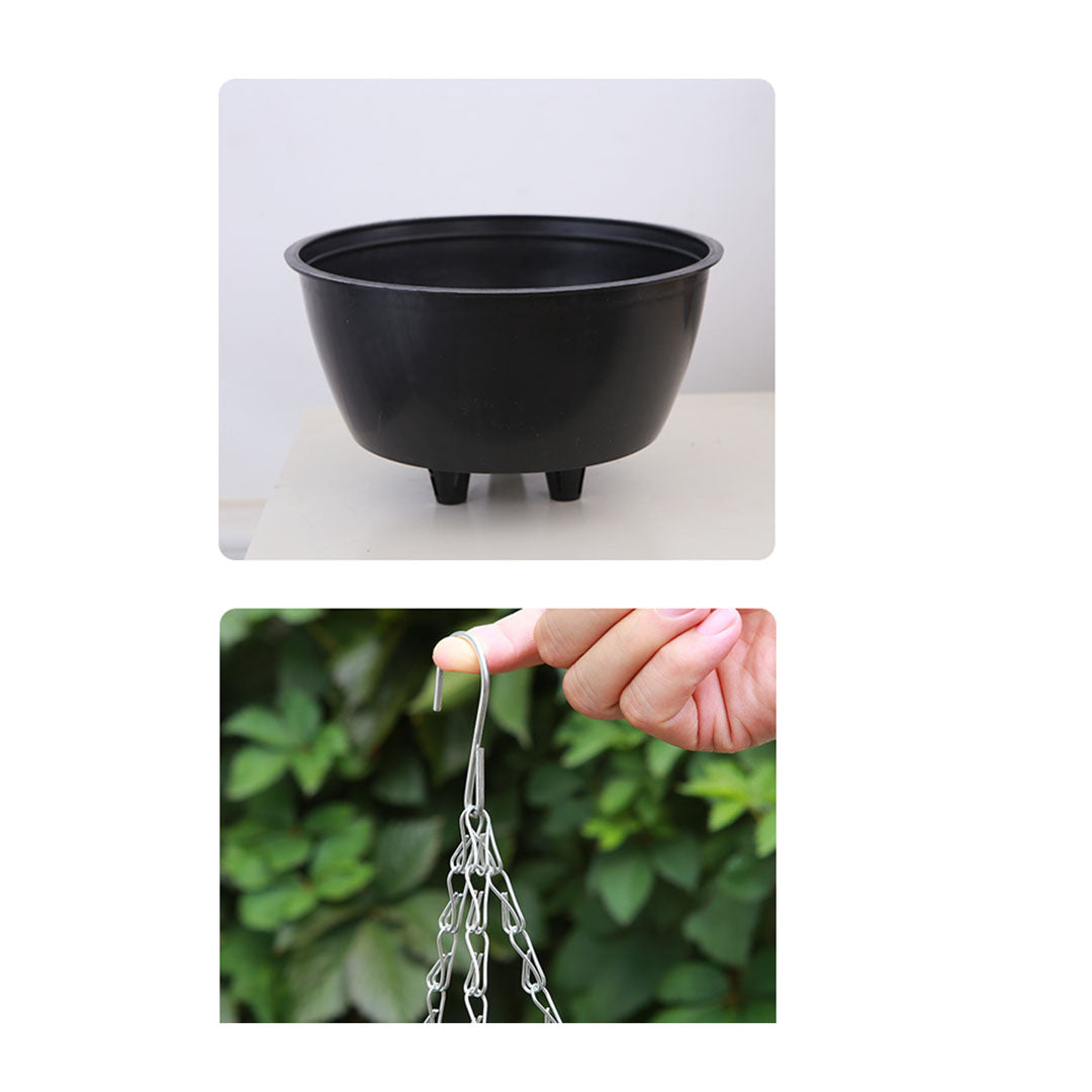 Small Hanging Resin Self Watering Basket Planter/Pot - Coffee