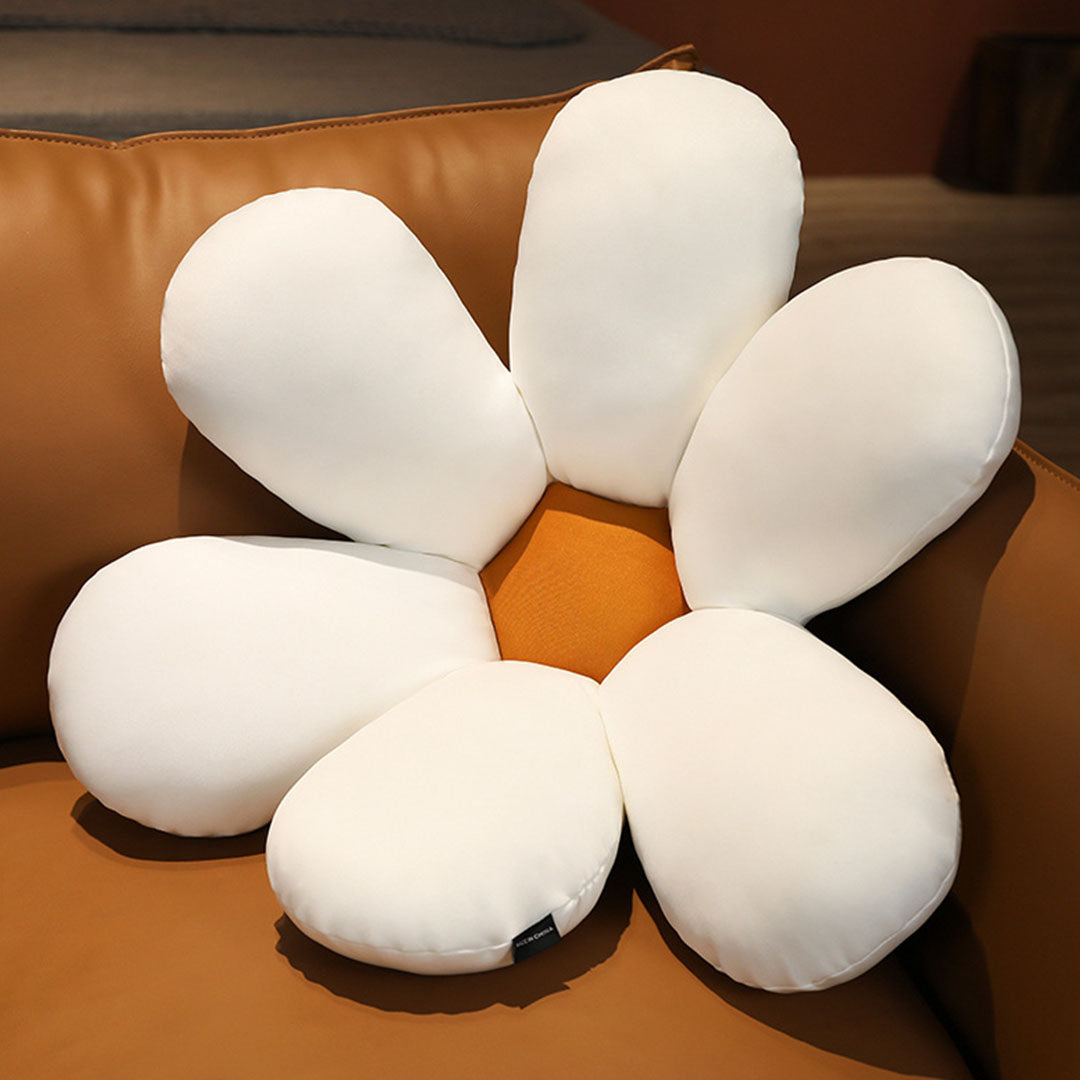 Daisy Flower Soft Plush Cushion/ Floor Pillow - White